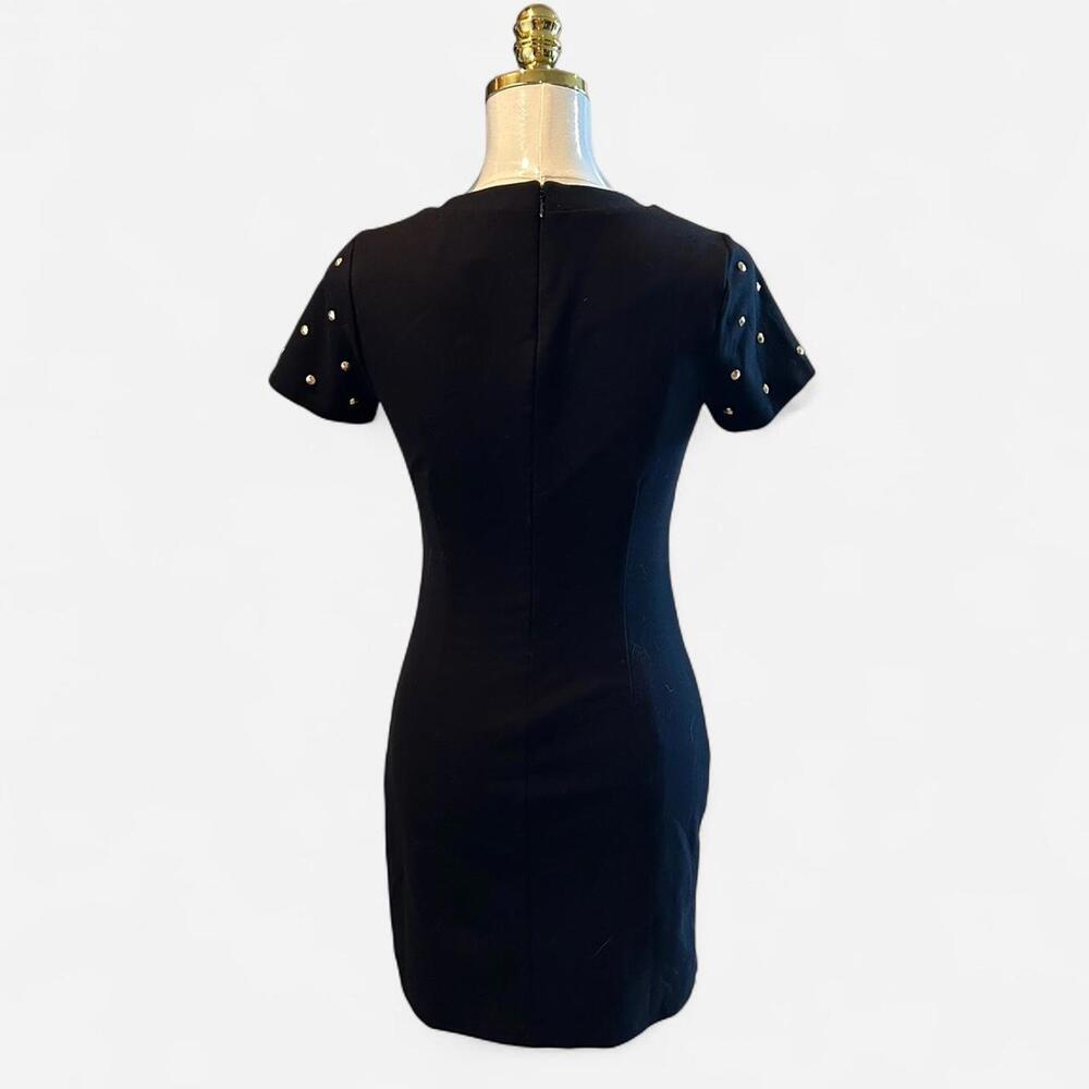 Michael Kors black T-shirt mini dress with gold studded details. - Picture 3 of 4